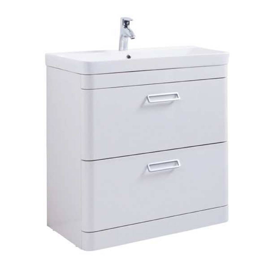 Kartell Metro 800mm Floor Standing 2 Drawer White Vanity Unit Ceramic Basin