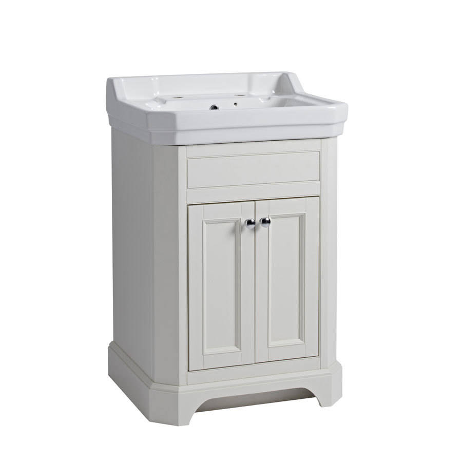 Tavistock Vitoria 600mm Linen White Freestanding Unit & 1TH Basin