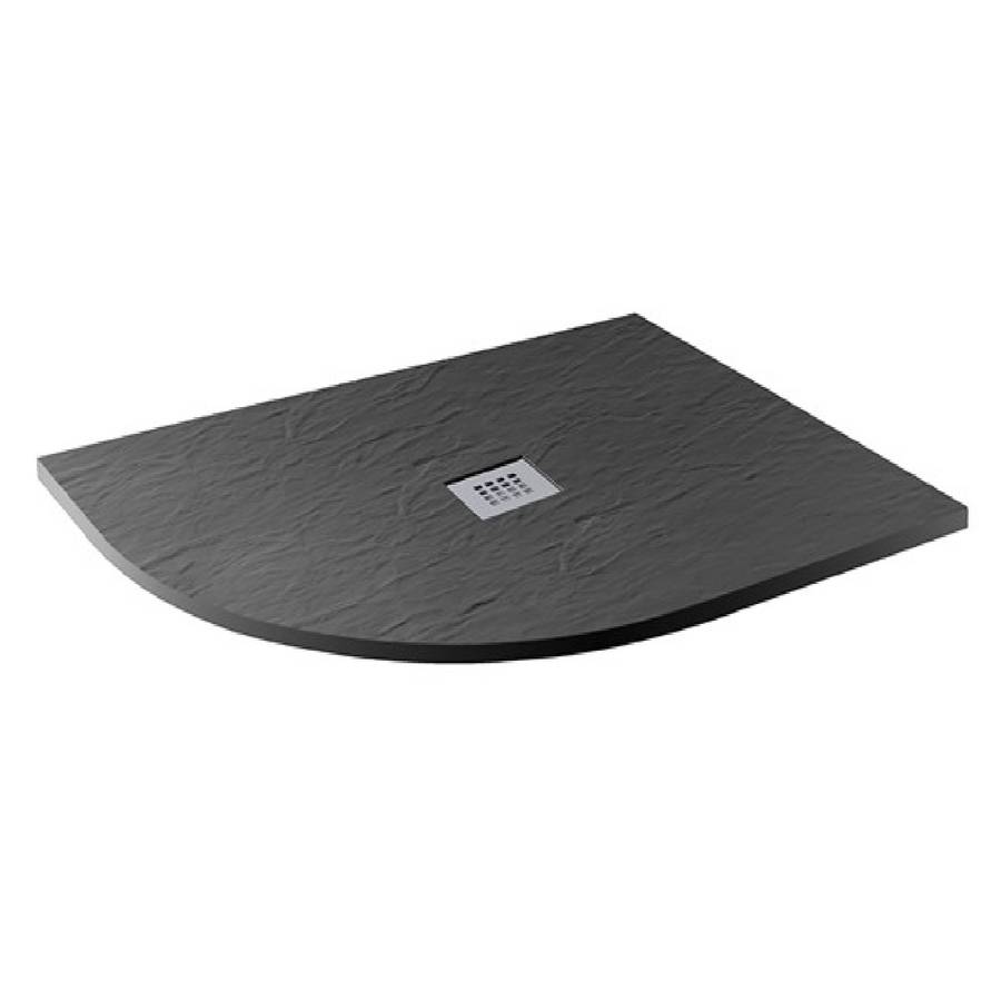 MX Minerals LH 1200 x 800mm Jet Black Slate Offset Quadrant Shower Tray