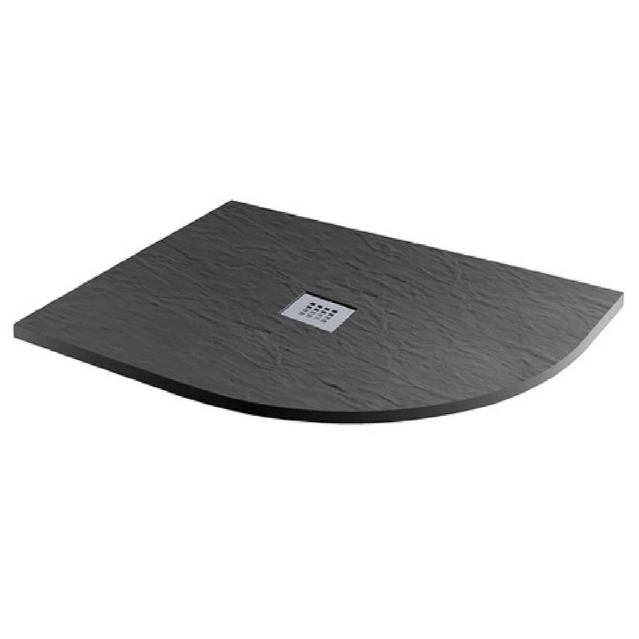 MX Minerals RH 1200 x 800mm Jet Black Slate Offset Quadrant Shower Tray