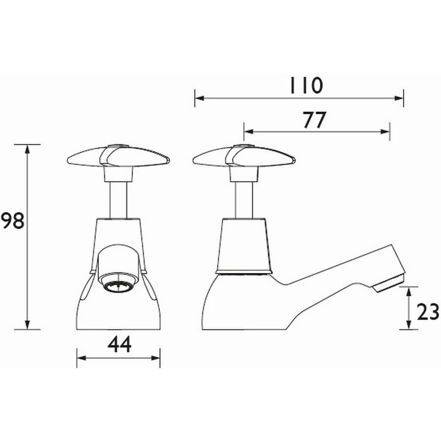 Bristan X Head Chrome 4 Litre Limit Basin Taps | Low Prices