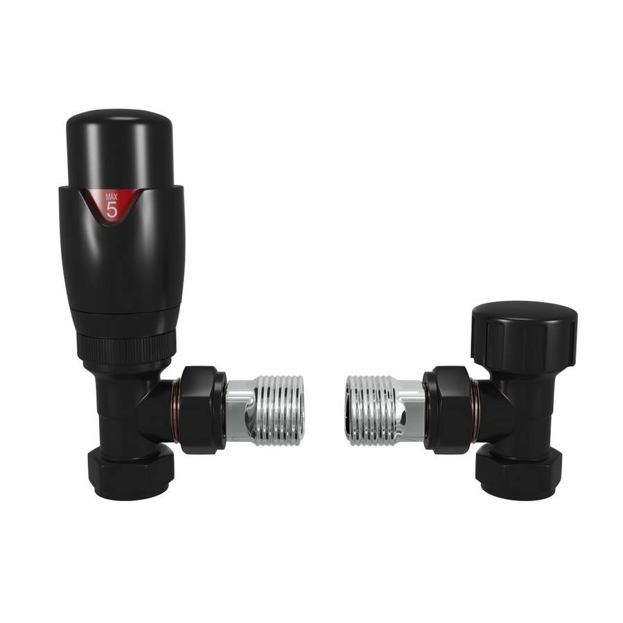 Essential Black Angled Thermostatic Valve Pair