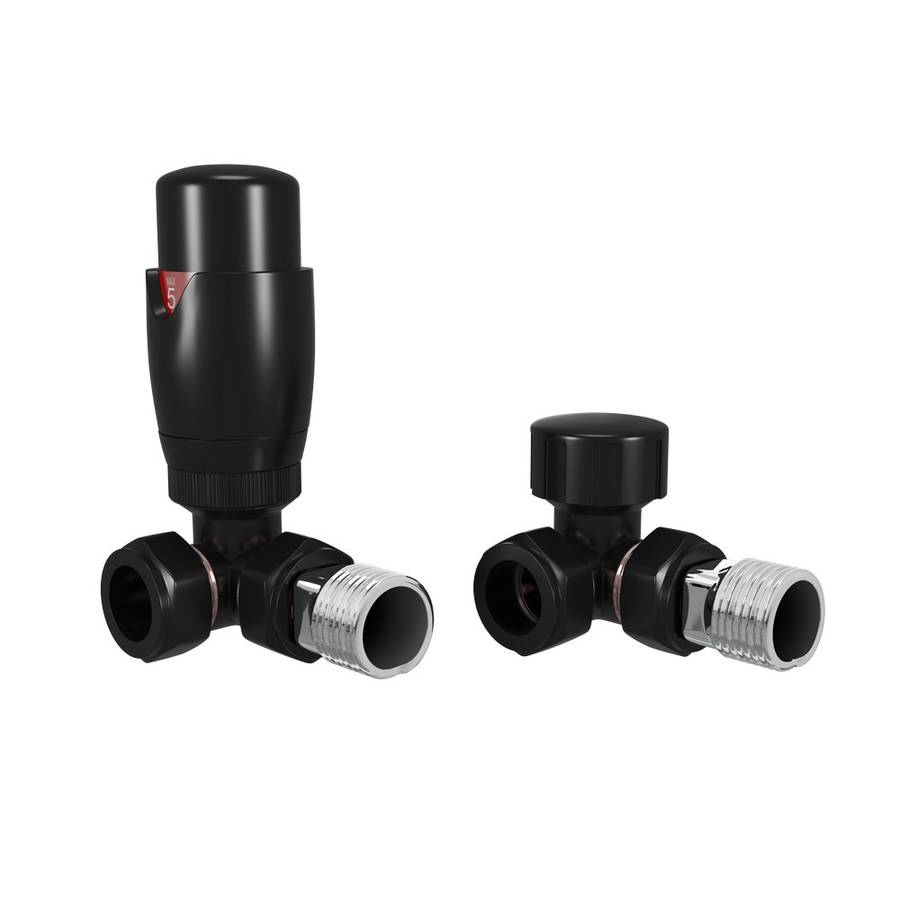 Essential Black Corner Thermostatic Valve Pair