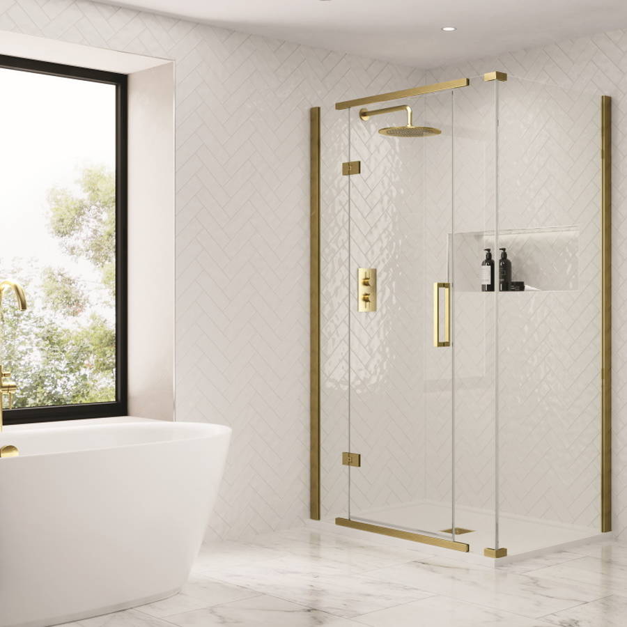 Aquadart 1400mm Brass Inline Shower Door | Best Prices