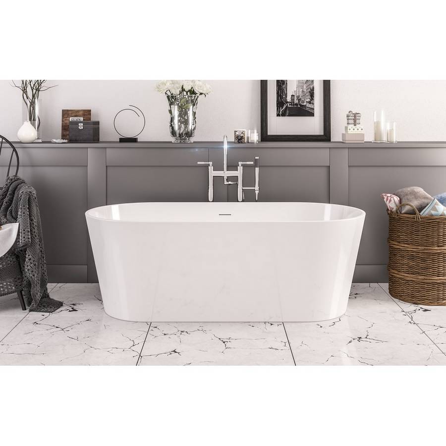 Beaufort Lambeth Grey and White 1590 Freestanding Bath