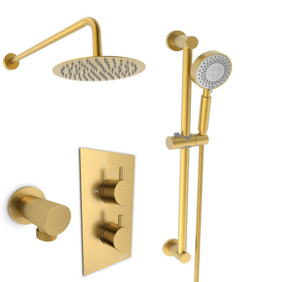 Kartell Ottone Thermostatic Concealed Shower With Adjustable Slide Rail Kit and Overhead Drencher