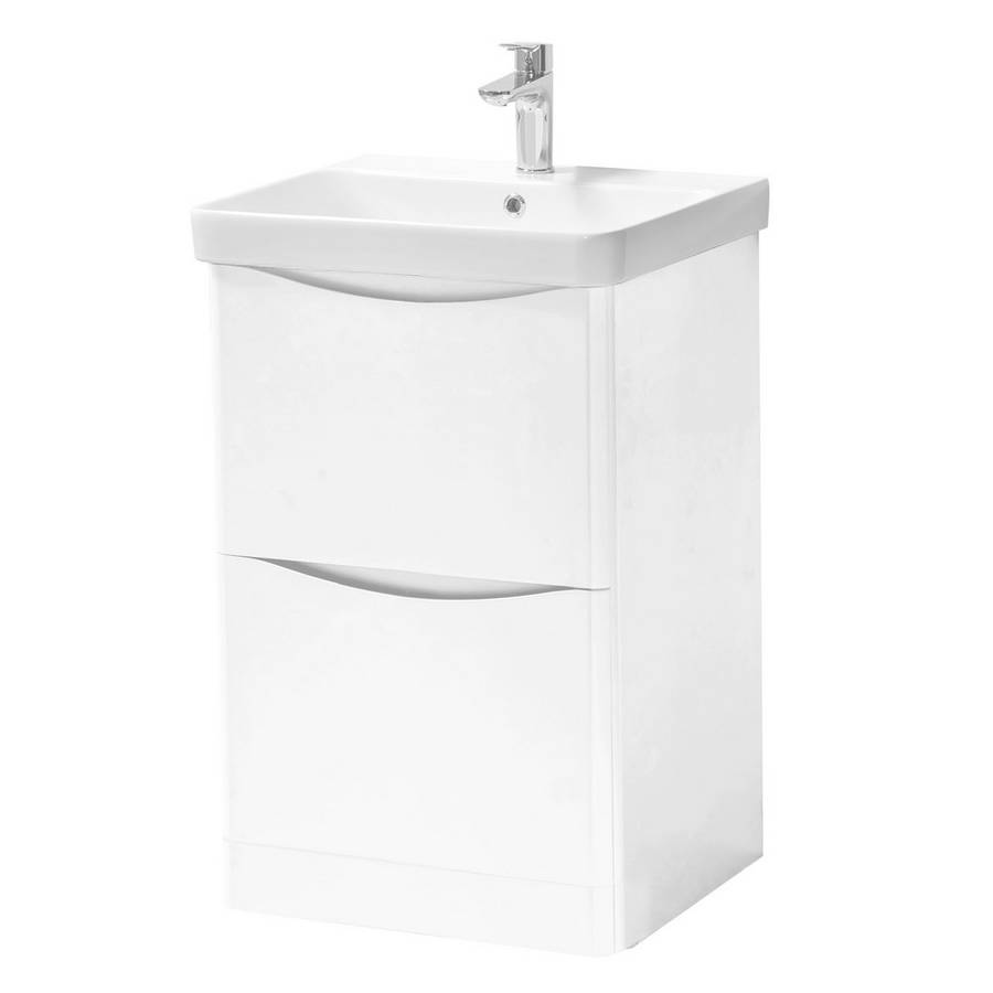 Kartell Arc 500mm White Floor Standing 2 Drawer Vanity Unit & Basin