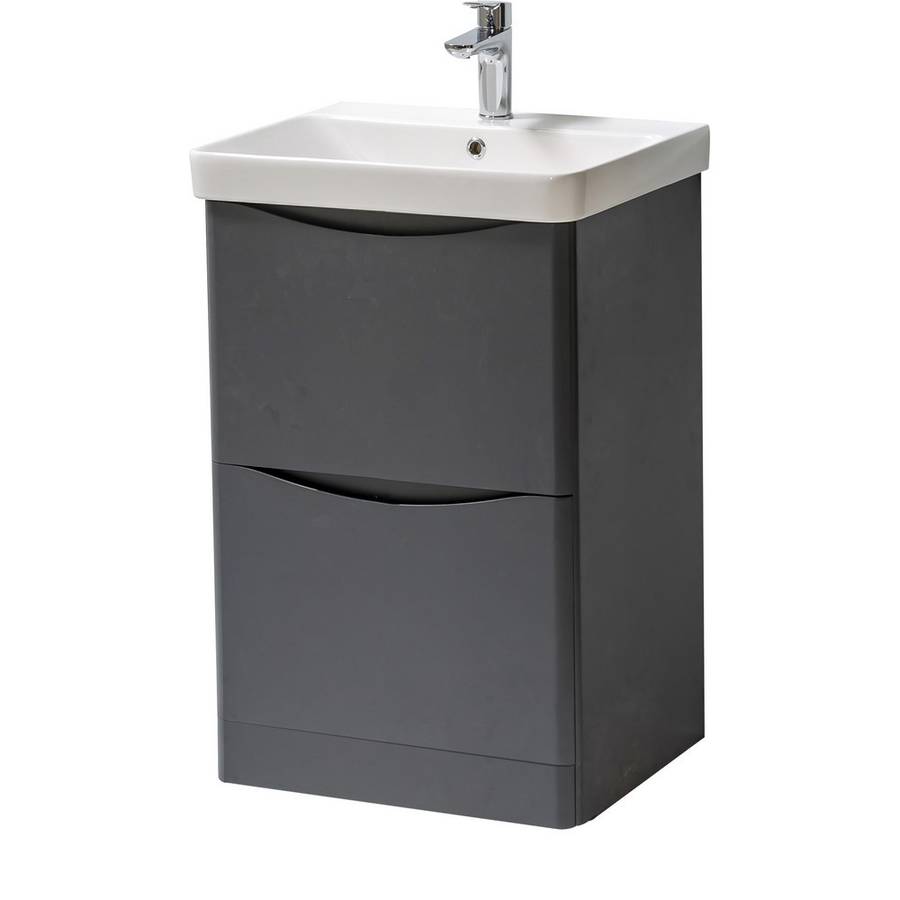 Kartell Arc 500mm Matt Graphite Floor Standing 2 Drawer Vanity Unit & Basin