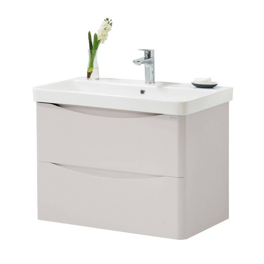 Kartell Arc 800mm Cashmere Wall Mounted 2 Drawer Vanity Unit & Basin