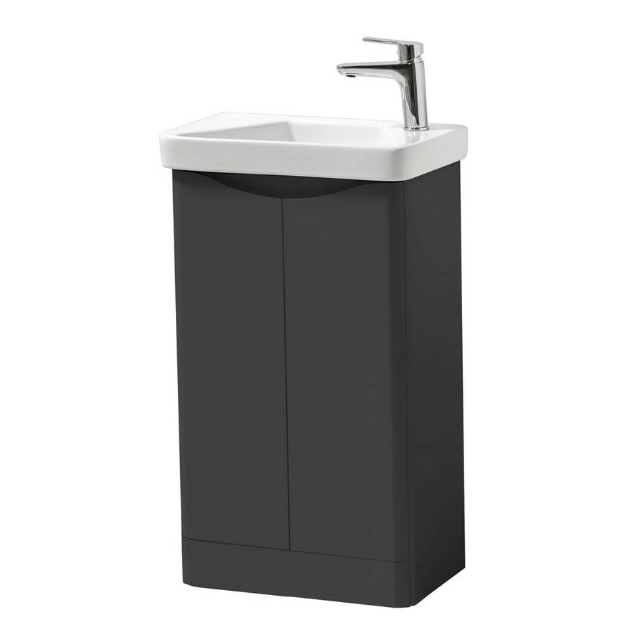 Kartell Arc 500mm Matt Graphite Floor Standing 2 Door Cloakroom Unit & Basin