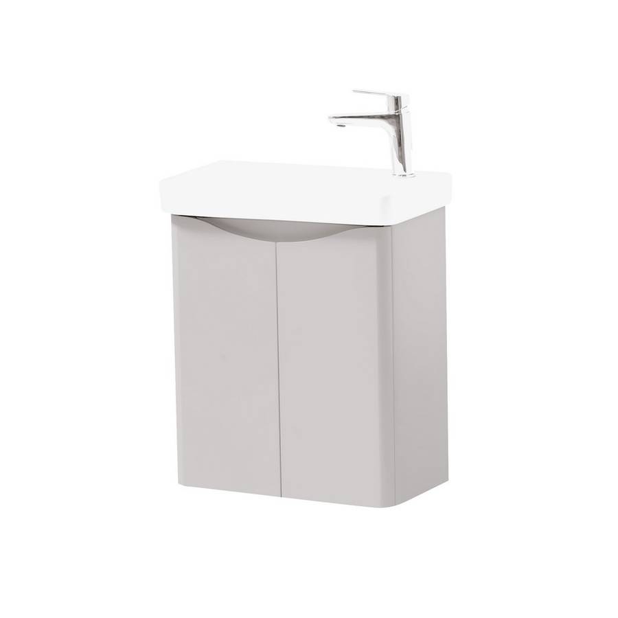 Kartell Arc 500mm Cashmere Wall Mounted 2 Door Cloakroom Unit & Basin