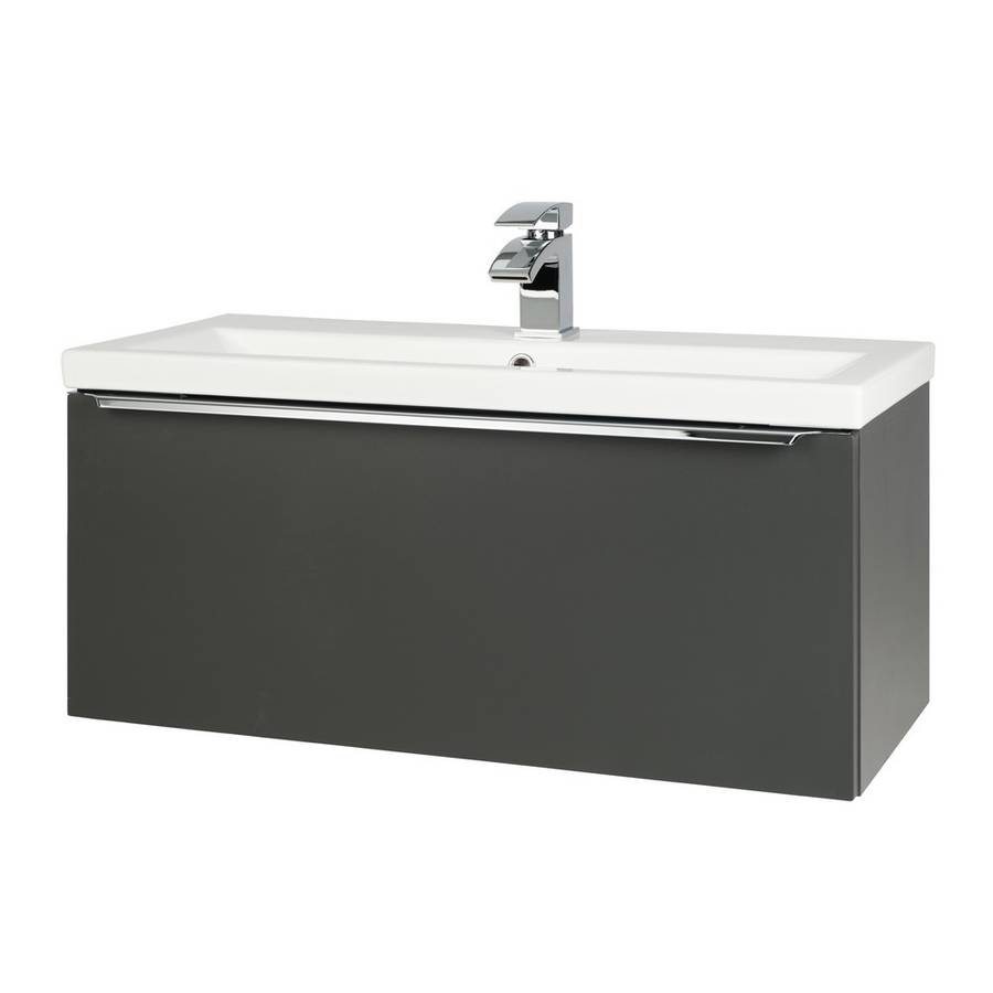 Kartell Kore 800mm Grey Wall Mounted Drawer Vanity Unit & Basin