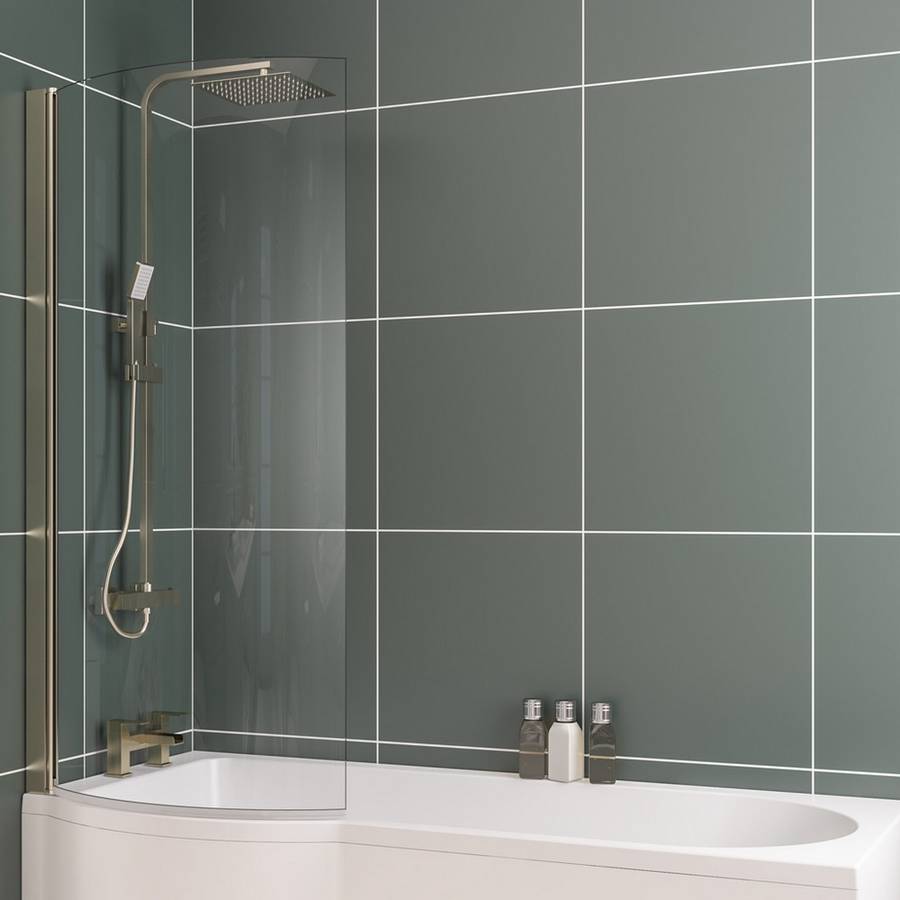 Beaufort Brass LH P Shape Bath Screen 