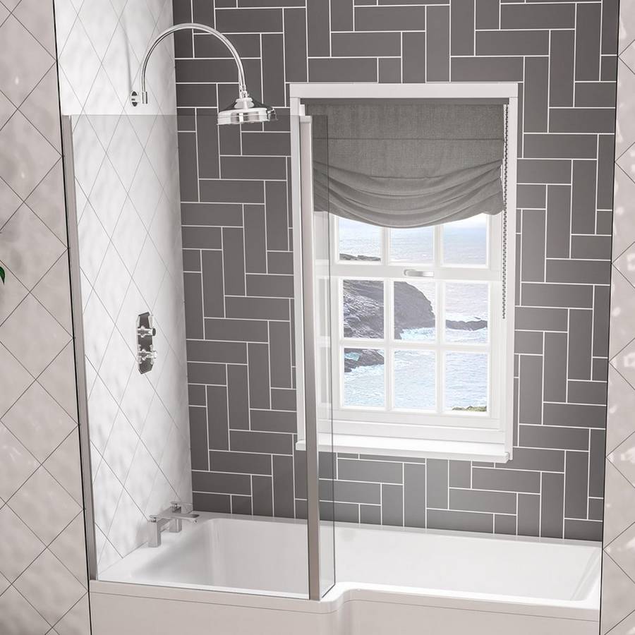 Beaufort Chrome LH L Shape Bath Screen 