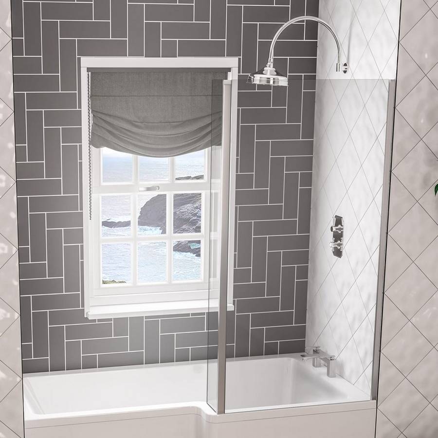 Beaufort Chrome RH L Shape Bath Screen 