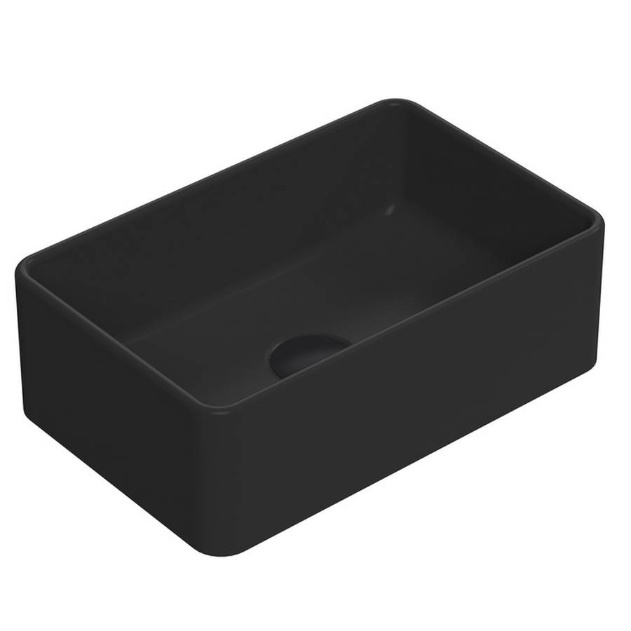 Nuie Luxe Black 365mm Rectangular Countertop Basin