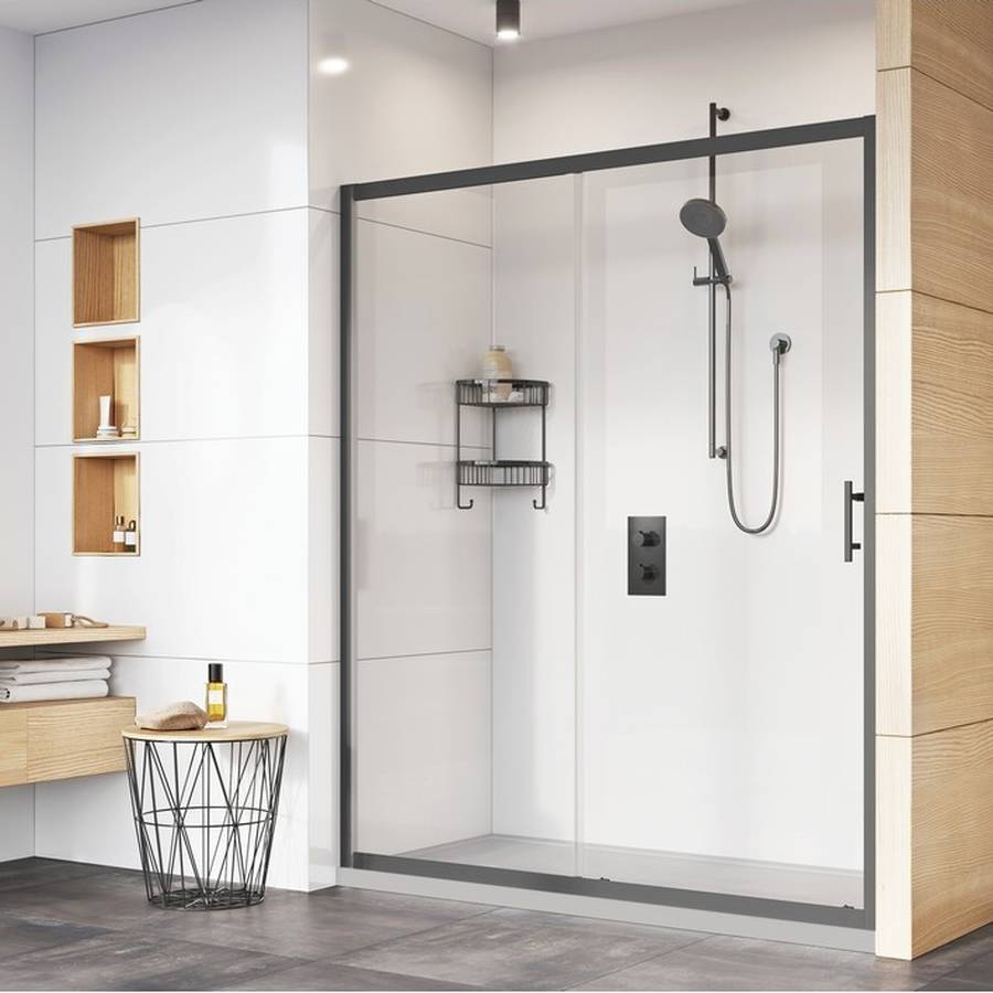 Roman Innov8 Black 1200mm Sliding Shower Door for Alcove Fitting