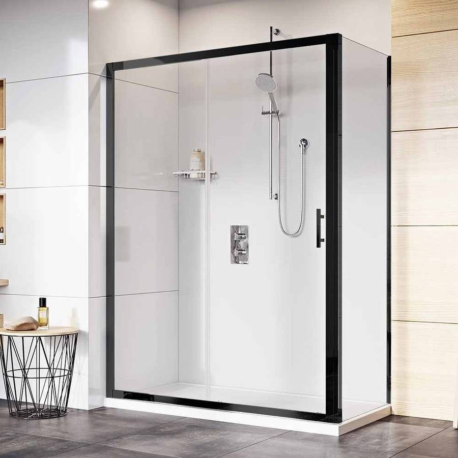 Roman Innov8 Black 1200x800mm Sliding Shower Door for Corner Fitting