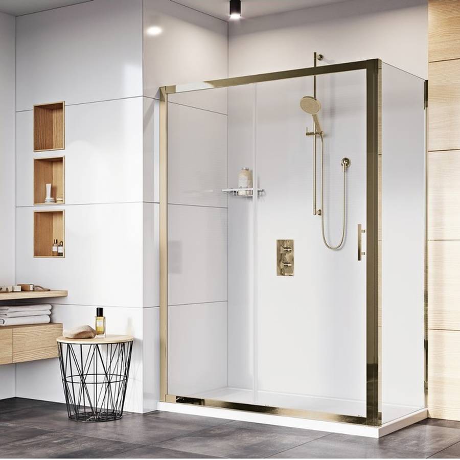 Roman Innov8 Brass 1500x800mm Sliding Shower Door for Corner Fitting