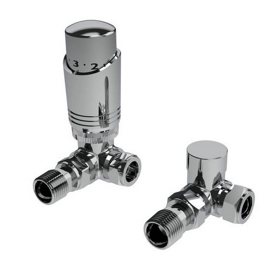 Kartell K Design Chrome Corner Thermostatic Radiator Valves Twin Pack