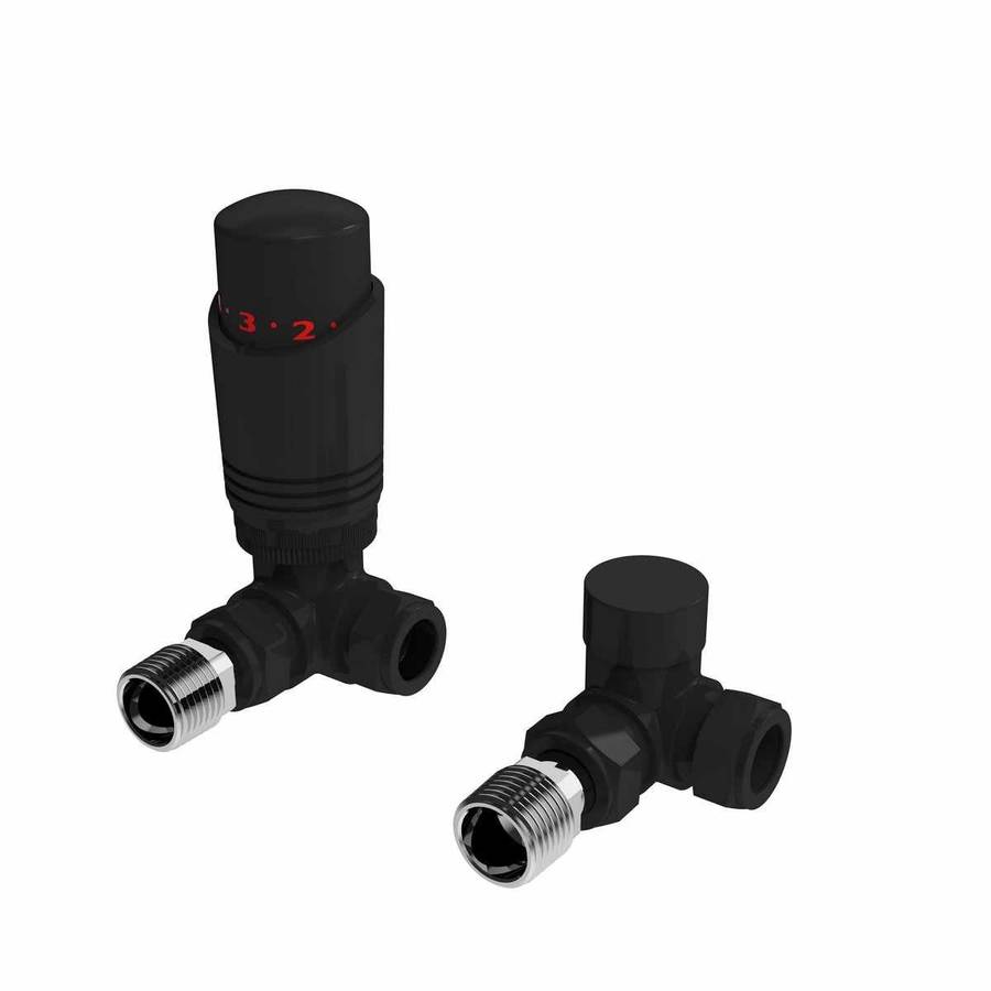 Kartell K Design Black Corner Thermostatic Radiator Valves Twin Pack