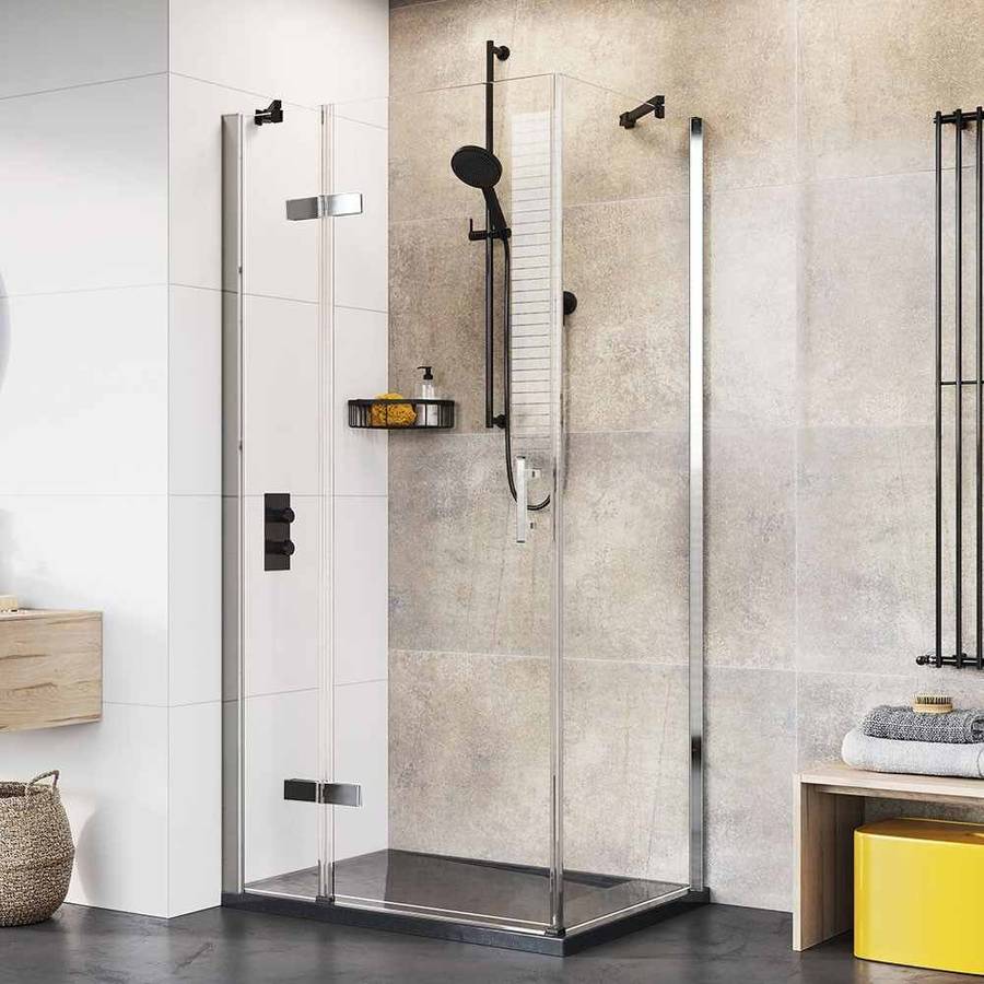 Roman Innov8 Chrome 1000 x 900mm Hinged Shower Door with Inline Panel Corner Fitting