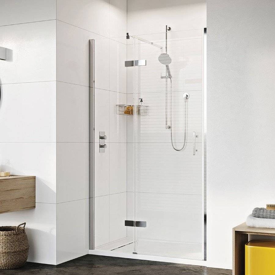 Roman Innov8 Chrome 1200mm Hinged Shower Door with Inline Panel Alcove Fitting