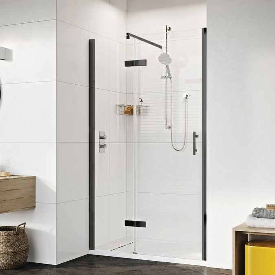 Roman Innov8 Black 1200mm Hinged Shower Door with Inline Panel Alcove Fitting