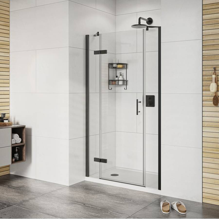 Roman Innov8 Black 1200 x 800mm Hinged Shower Door with Two Inline Panels Corner Fitting