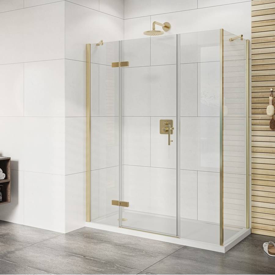 Roman Innov8 Brass 1200mm Hinged Shower Door with Two Inline Panels Alcove Fitting