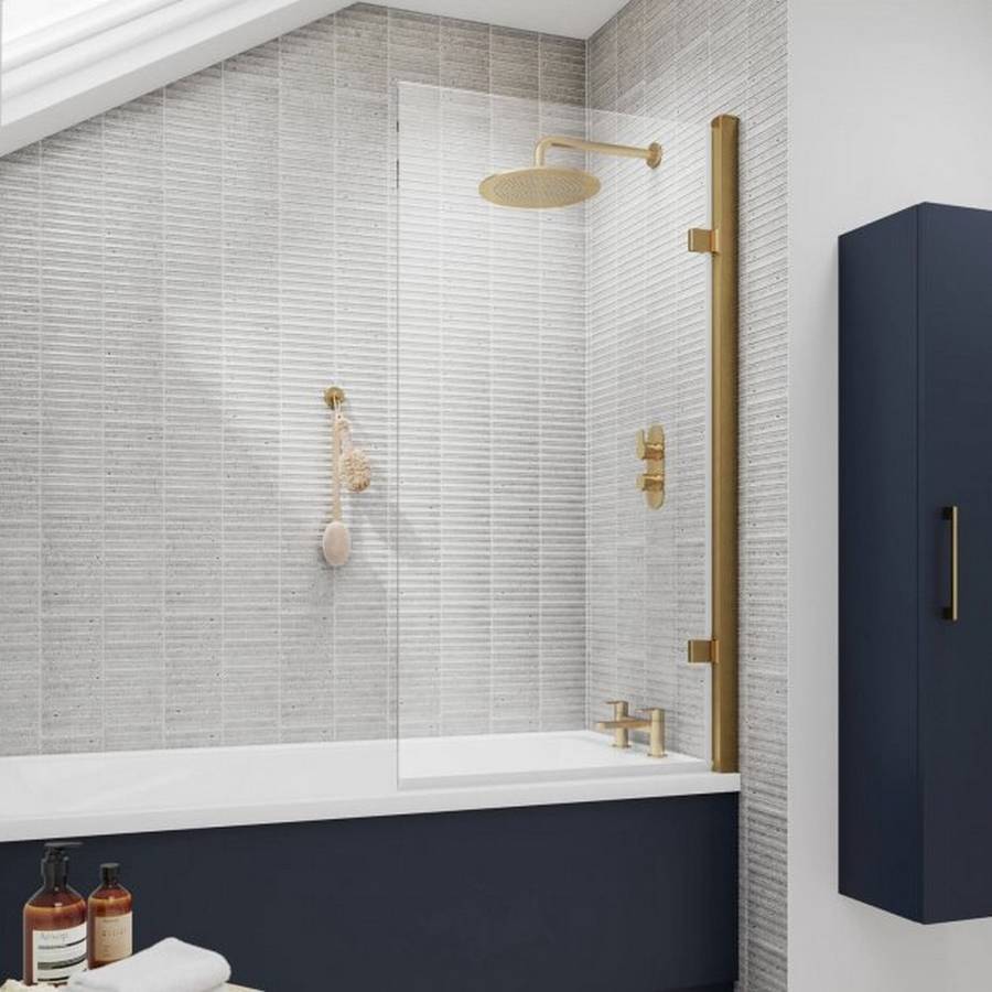 Nuie Pacific 8mm Brass Square Hinged Bath Screen