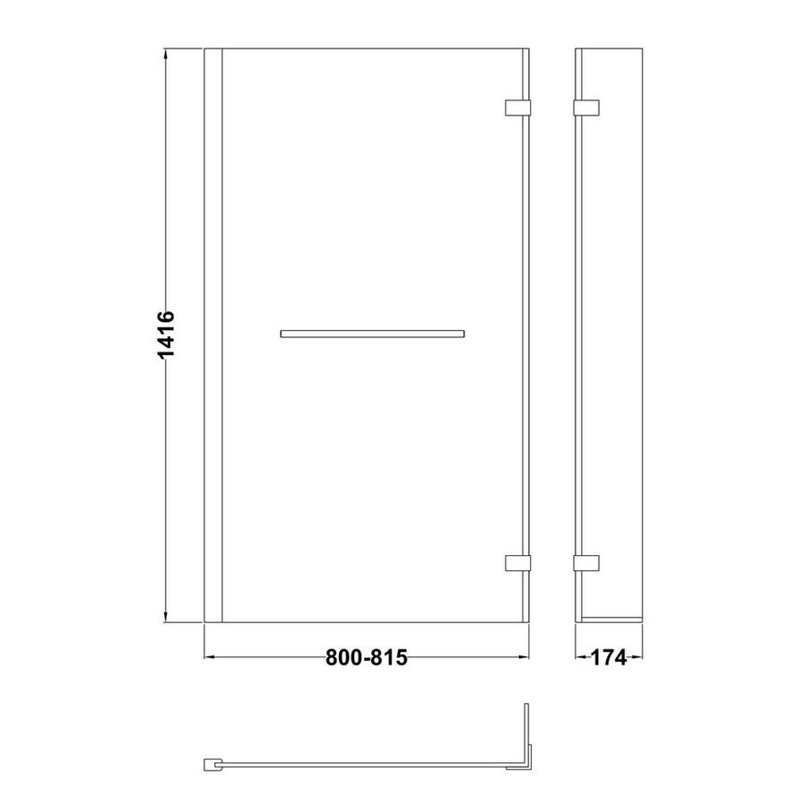 Nuie Pacific 6mm Chrome L Shaped Fixed Bath Screen Hinged Return With ...