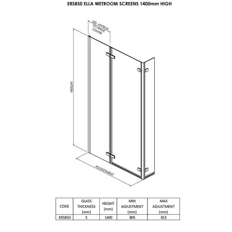 Nuie Pacific 5mm Satin Chrome L Shaped Double Hinged Bath Screen ...