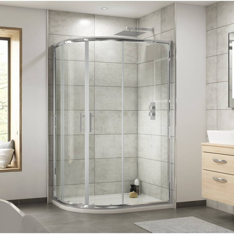 Nuie Pacific Chrome 900 x 760mm Offset Quadrant Shower Enclosure