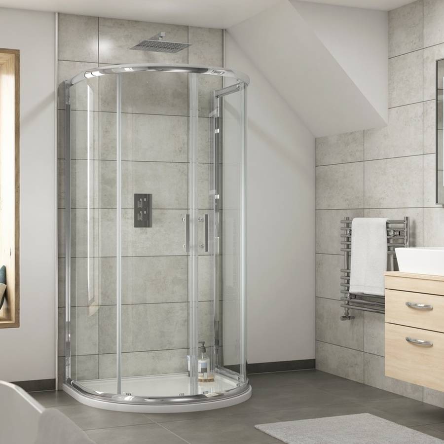 Nuie Pacific Chrome 1050 x 925mm D Shape Shower Enclosure