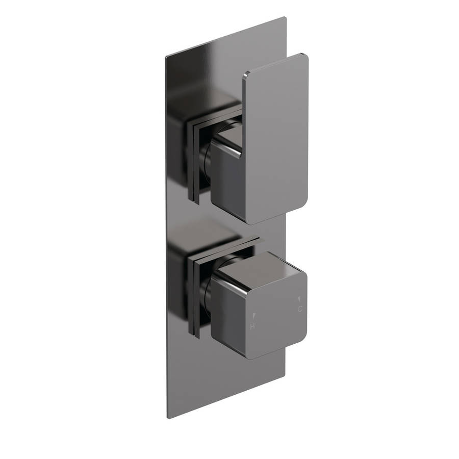 Nuie Windon Brushed Gunmetal Thermostatic Twin Valve 