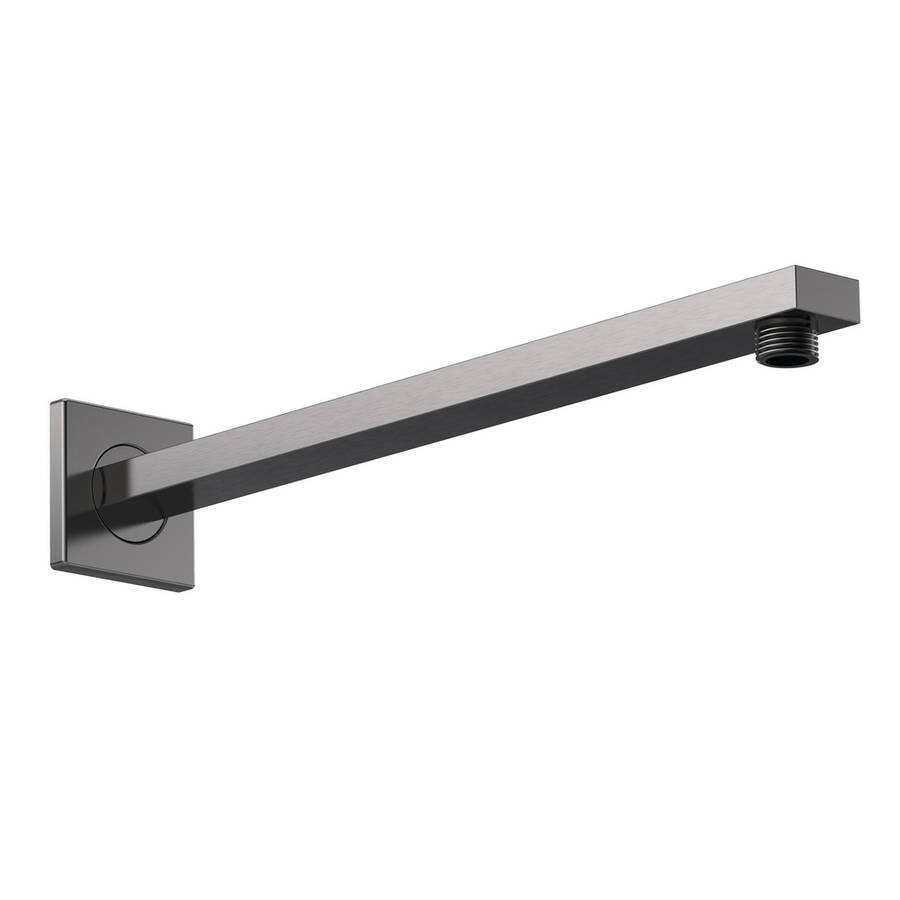 Nuie Windon Brushed Gunmetal Square Wall Mounted Shower Arm