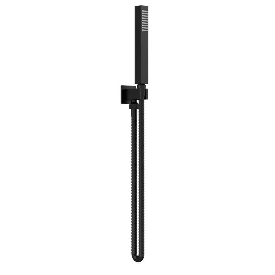 Nuie Windon Matt Black Square Outlet Elbow with Bracket and Handset