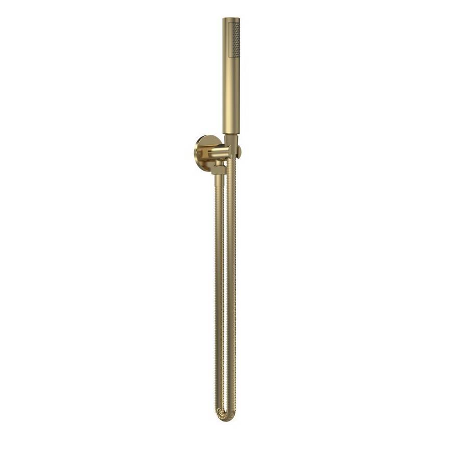 Nuie Arvan Brushed Brass Round Outlet Elbow with Bracket and Handset