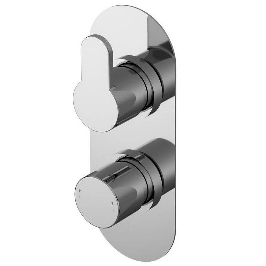 Nuie Arvan Chrome Thermostatic Twin Valve with Diverter