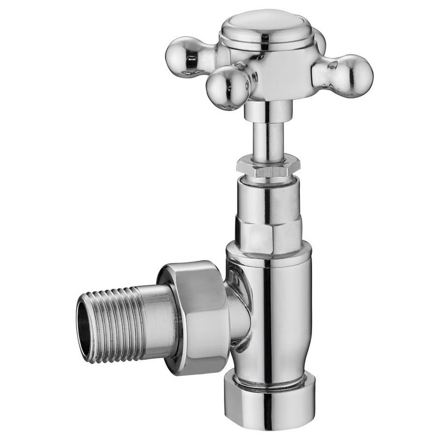 Nuie Chrome Cross Top Angled Radiator Valve Set