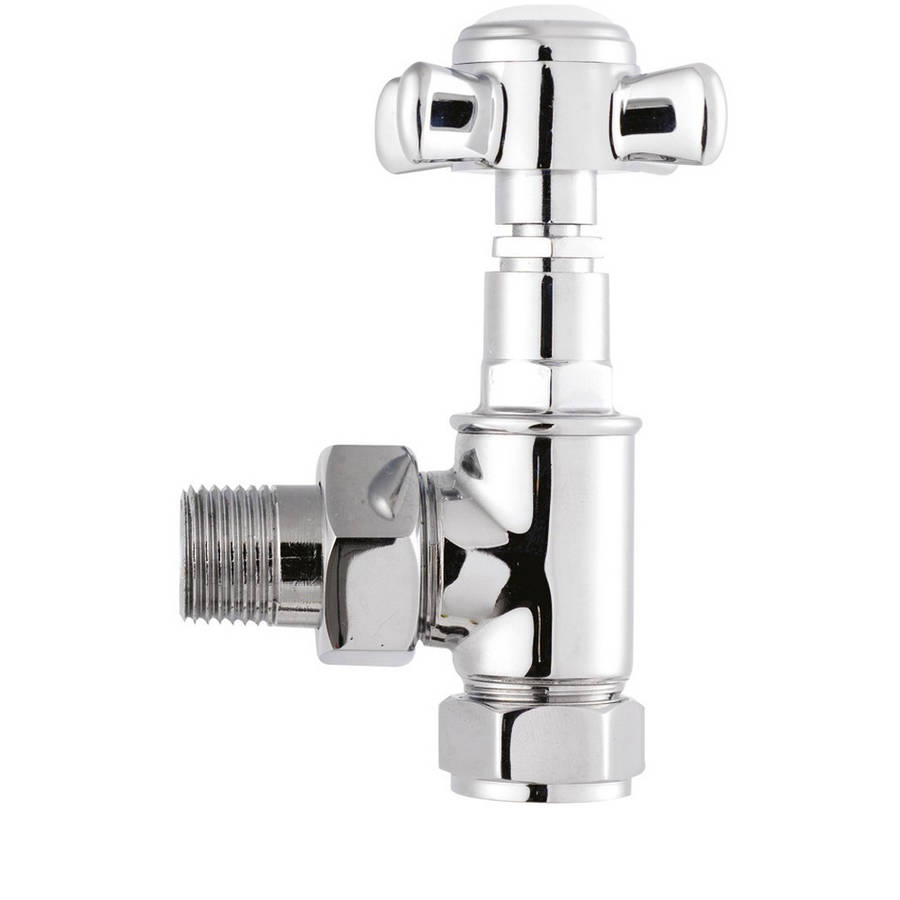 Nuie Victorian Chrome Crosshead Angled Radiator Valve Set