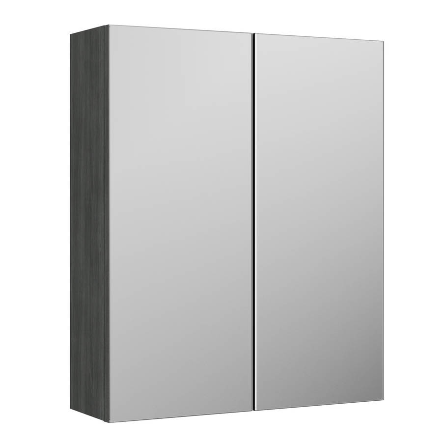 Nuie Athena 600mm Anthracite Woodgrain Mirror Cabinet