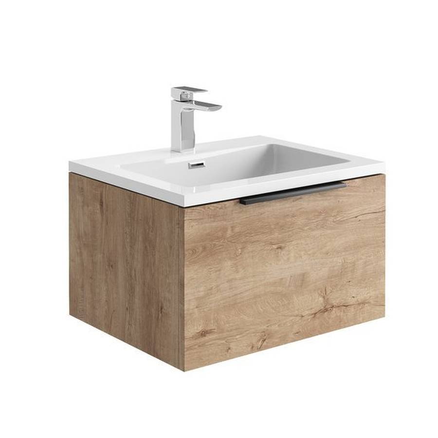 Scudo Ambience 600mm Rustic Oak Wall Mounted LED Vanity Unit