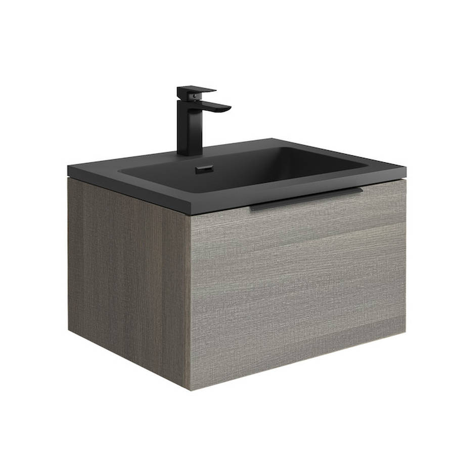 Scudo Ambience 600mm Grey Oak Wall Mounted LED Vanity Unit