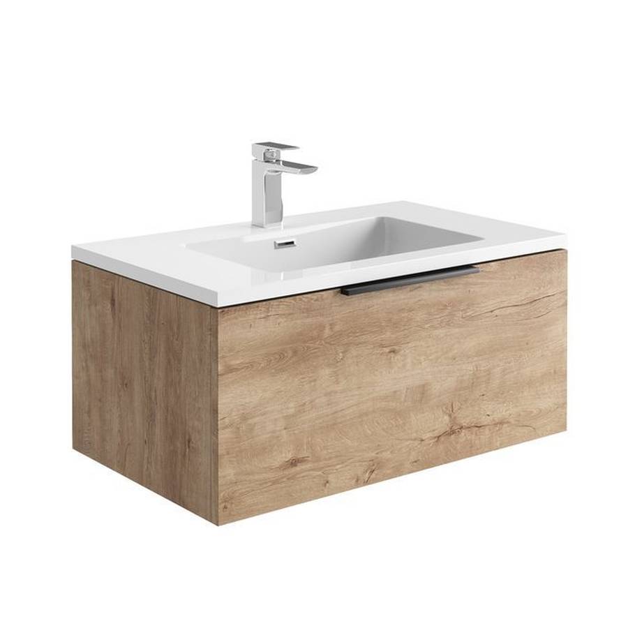 Scudo Ambience 800mm Rustic Oak Wall Mounted LED Vanity Unit