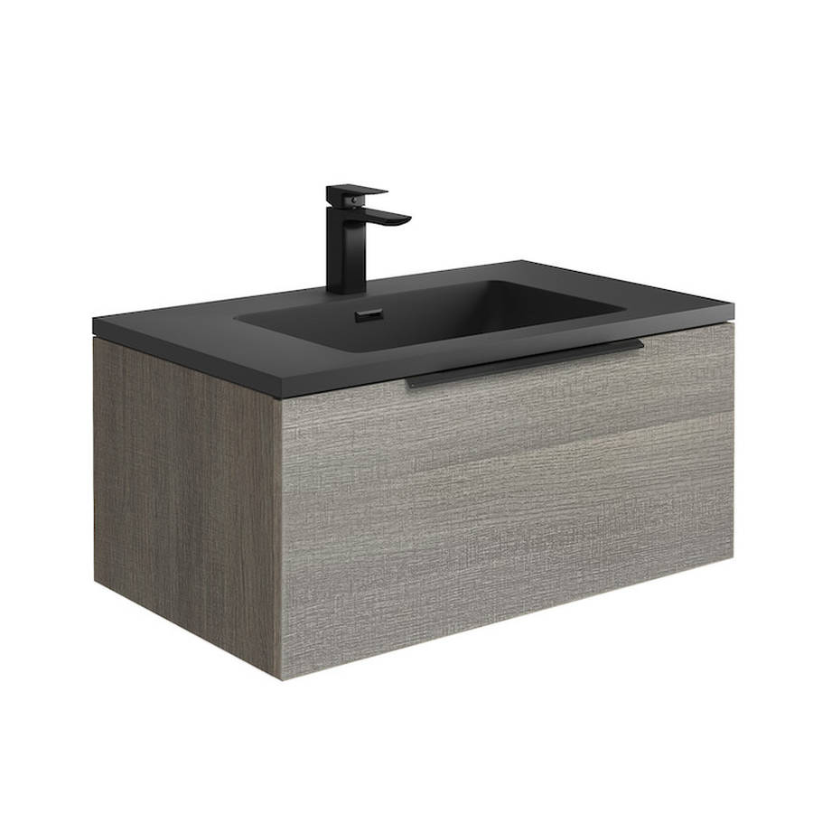 Scudo Ambience 800mm Grey Oak Wall Mounted LED Vanity Unit