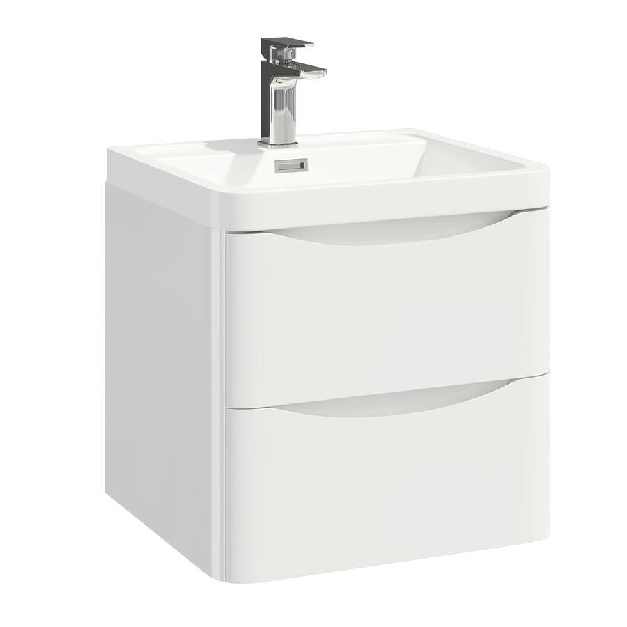 Scudo Bella 500mm Gloss White Wall Mounted Vanity Unit and Basin