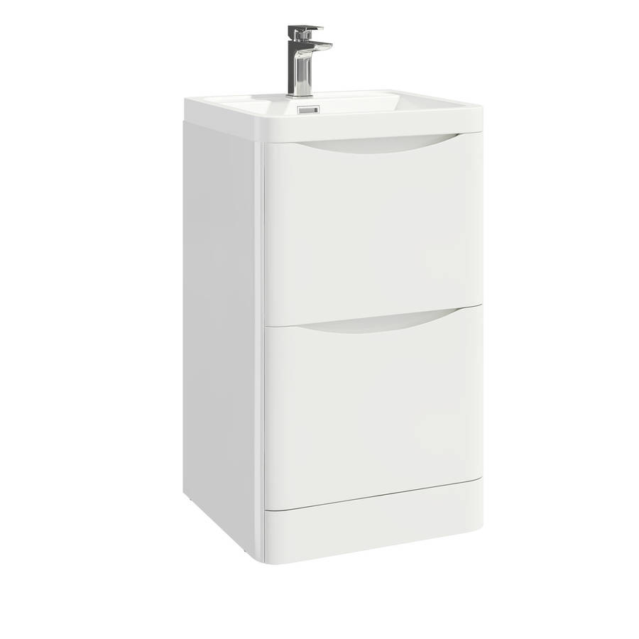 Scudo Bella 500mm Gloss White Floorstanding Vanity Unit and Basin