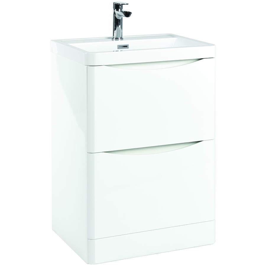 Scudo Bella 600mm Gloss White Floorstanding Vanity Unit and Basin